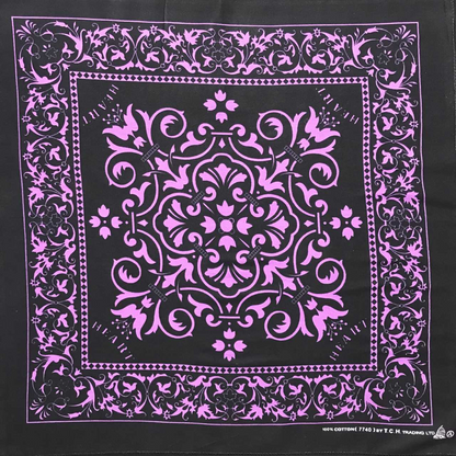 Black with Purple Print Bandana