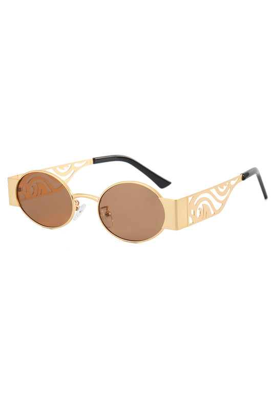 Gold Metal Cut-Out Oval Glasses