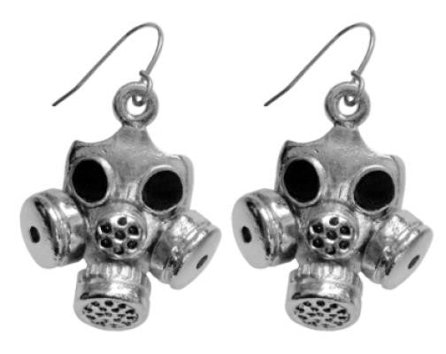 Silver Gas Mask Earrings