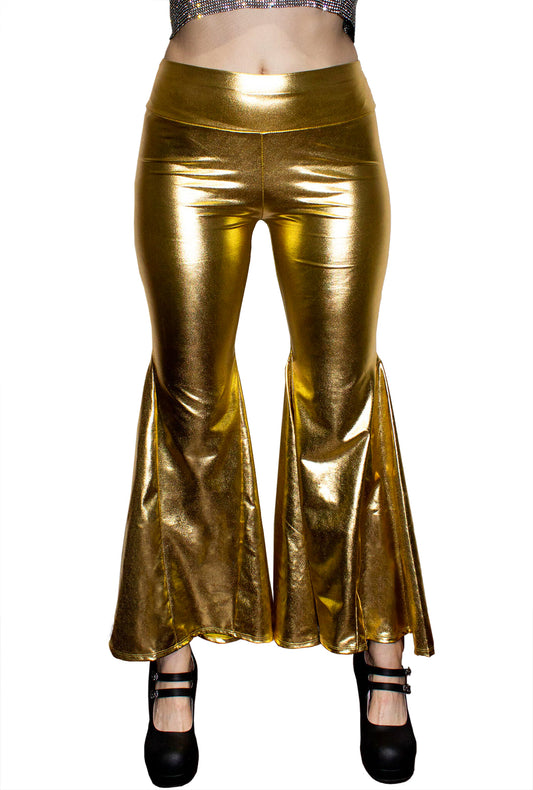 Metallic Gold Flared Disco Pants