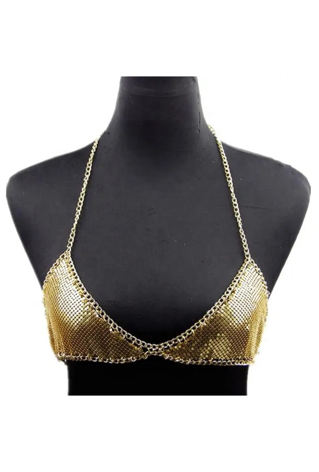 Gold Metal Mesh Triangle Bra