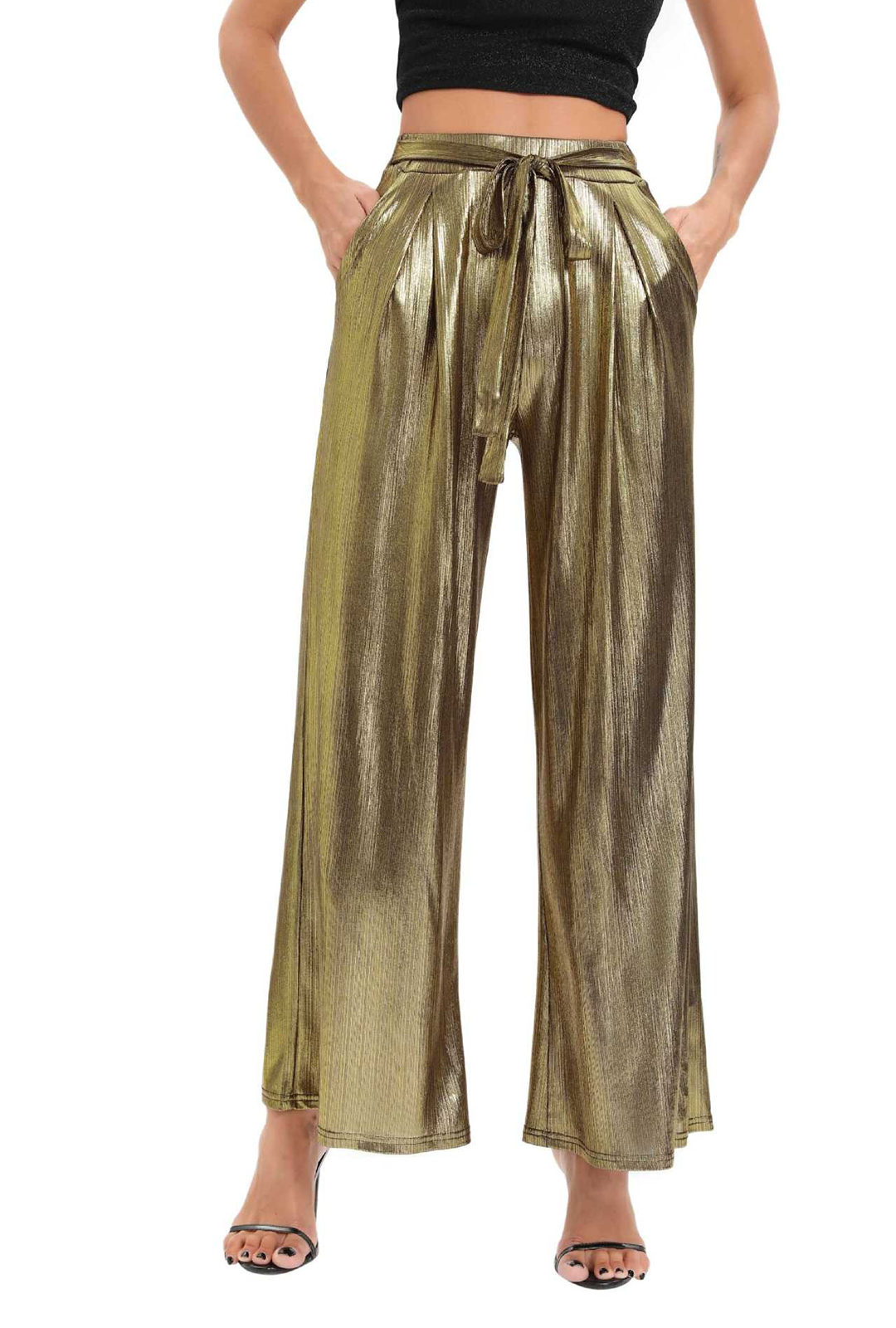 Gold Metallic Wide Pants