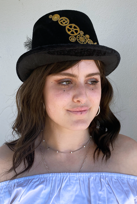 Steampunk Cogs and Gold Bow Hat (AAA)