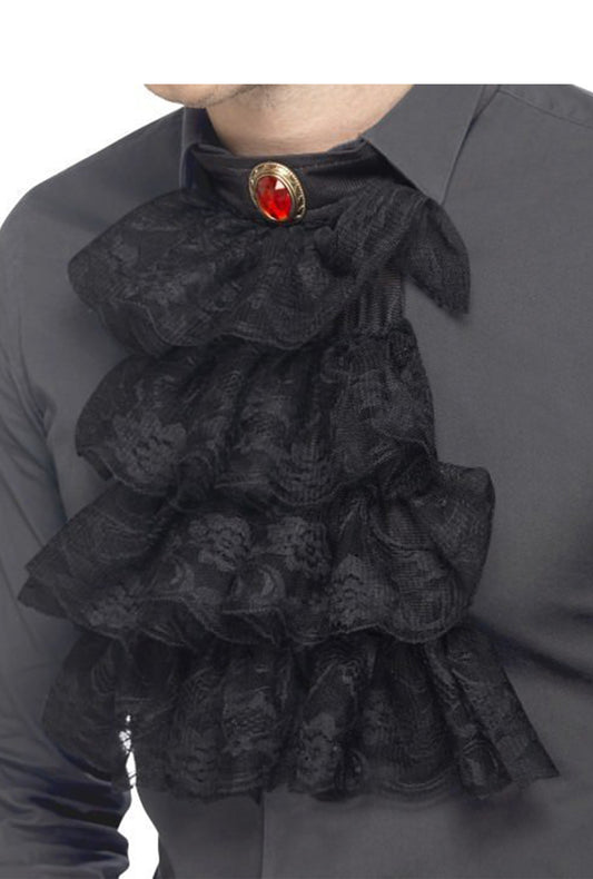 Black Lace Jabot Collar