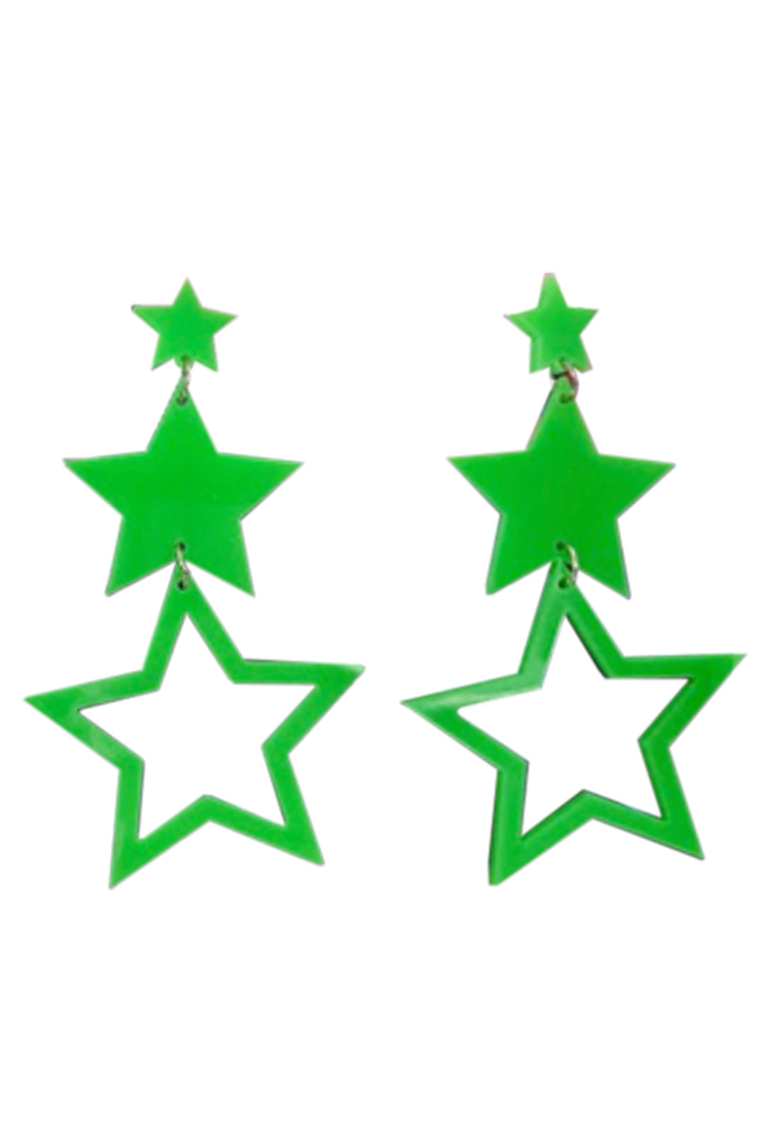 Neon Green Star Earrings