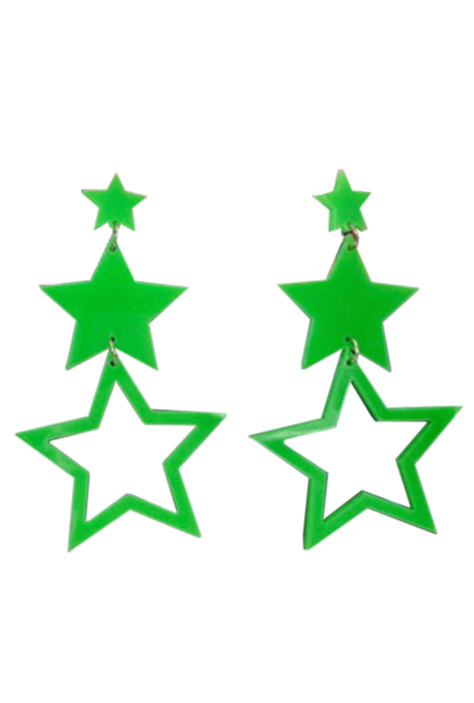 Neon Green Star Earrings