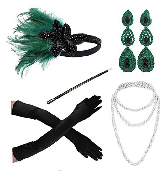 Green 1920s Gatsby Flapper Set