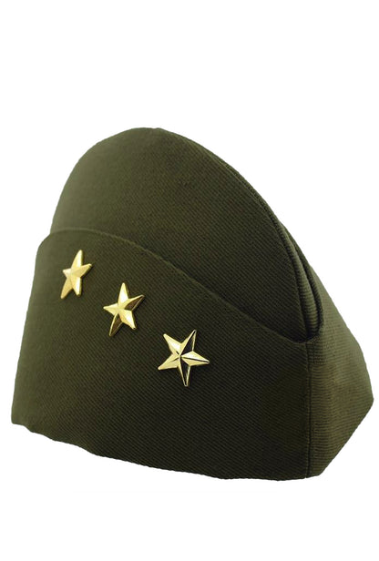 Khaki Green and Gold Stars Side Cap