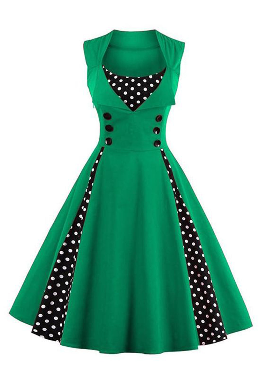 Green Polka Dot 1950's Swing Dress