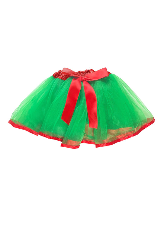 Green Christmas Tutu with Red Trim