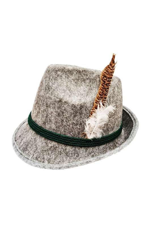 Grey Feathered Oktoberfest Hat