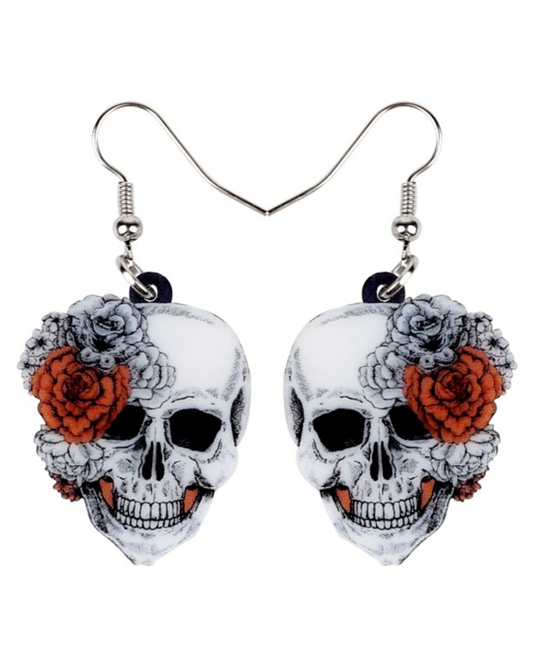 Floral Skull Earrings