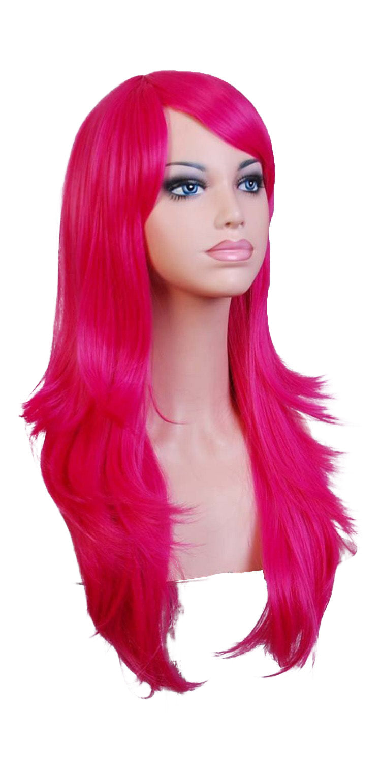 Deluxe Long Wavy Hot Pink Wig