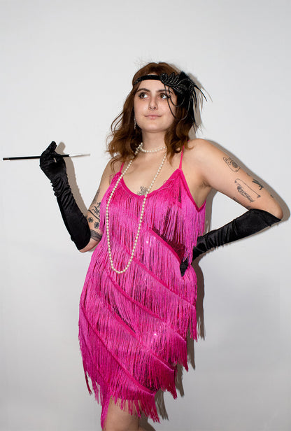 Hot Pink Diagonal Fringe Sequined Flapper Dress Perth | Hurly-Burly Hot Pink Diagonal Fringe Sequined Flapper Dress Perth | Hurly-Burly