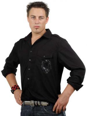 Mens Longsleeve Black cotton Shirt with print