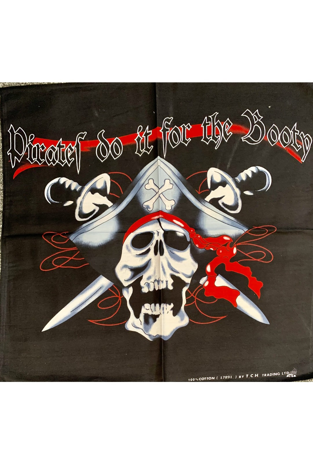 pirates do it for the booty skull and crossbones bandana on black bandana