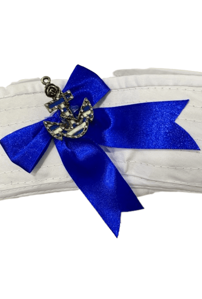 White Sailor Gob Cap with anchor and bow