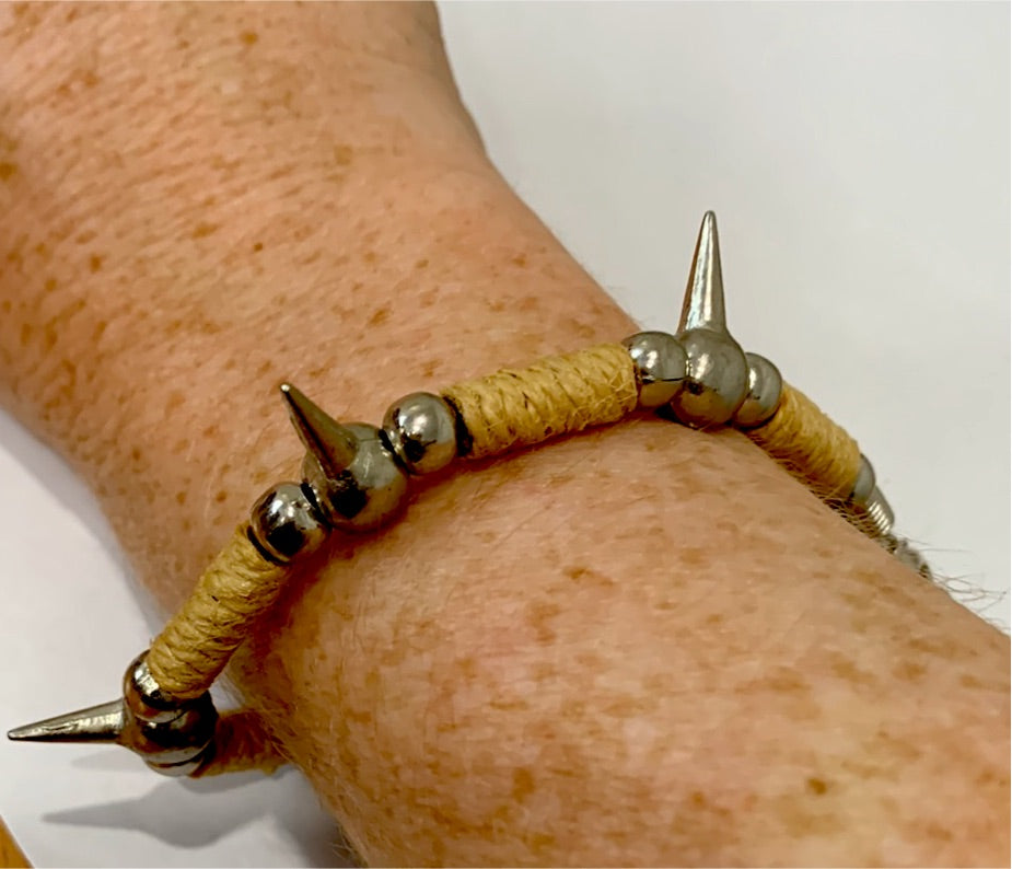 Spiky Woven and Metal Bracelet