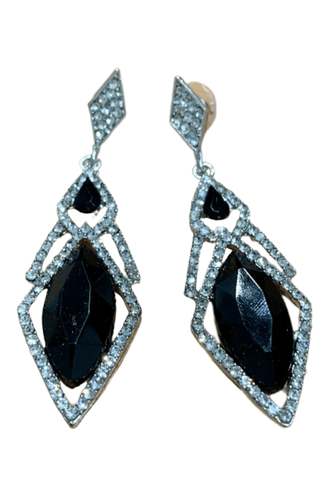 Silver diamante earrings deals