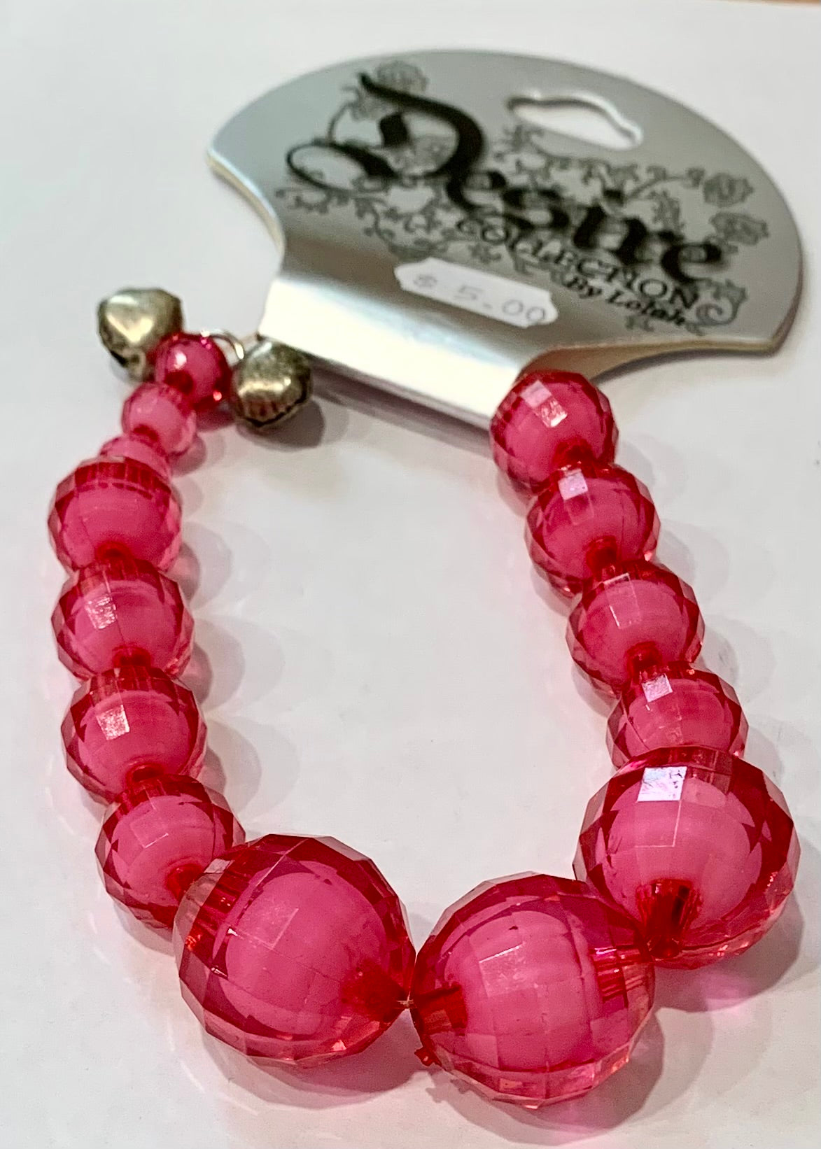 Hot Pink Beads and Bells Bangle