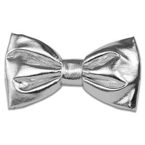 Metallic Silver Pre-Tied Bow Tie