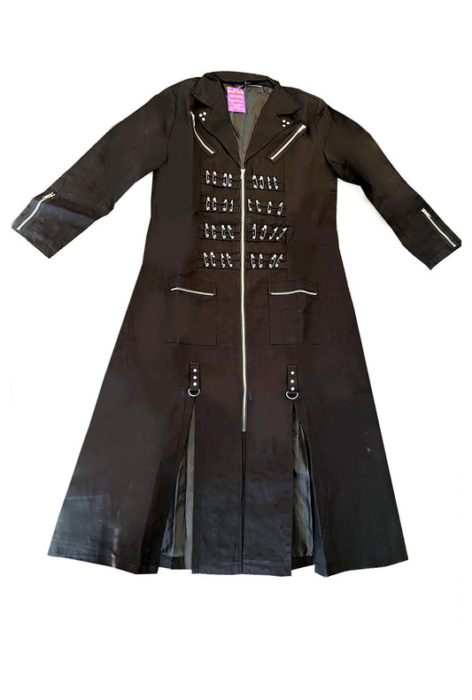 Long Goth Coat with Safety Pins
