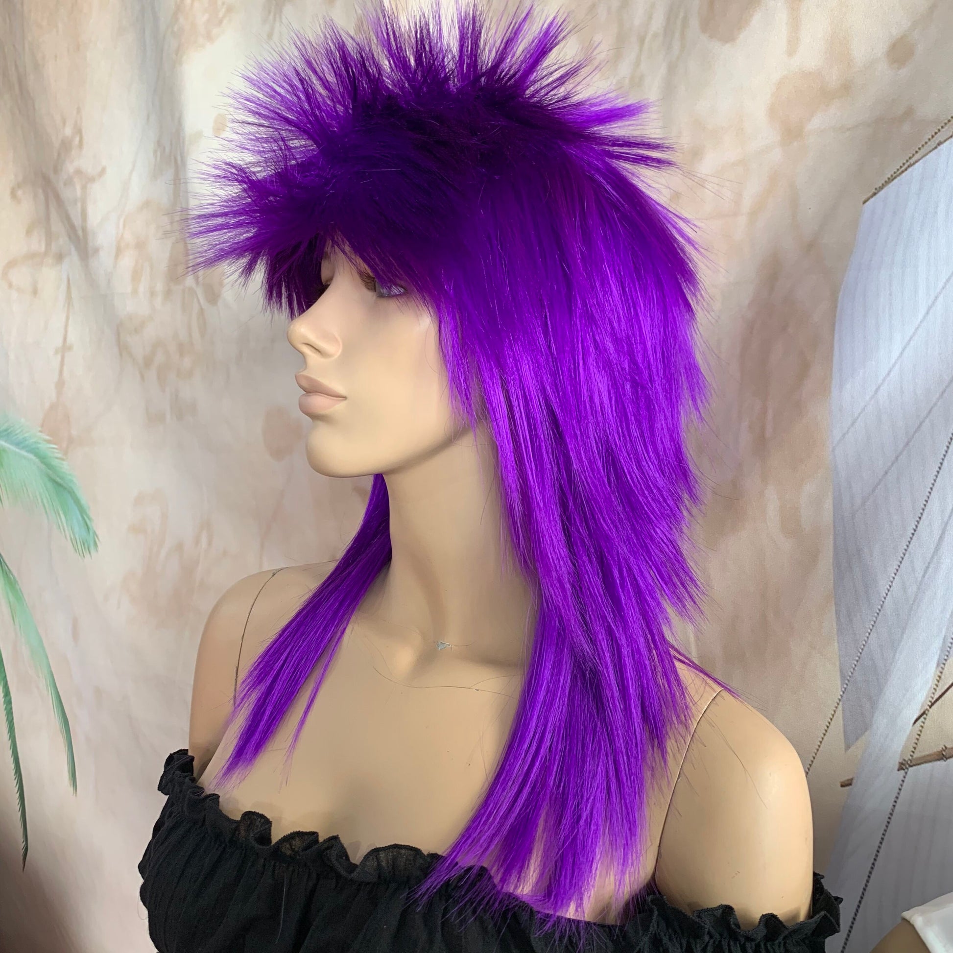 Bright Purple 80 s Deluxe Mullet Wig Perth Hurly Burly Hurly Burly