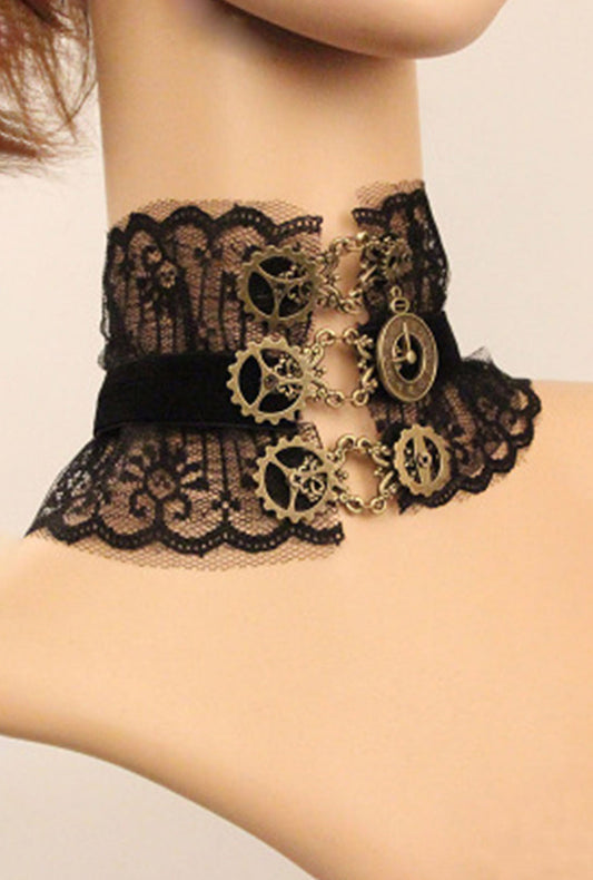 Steampunk Lace Cogs Choker (J)