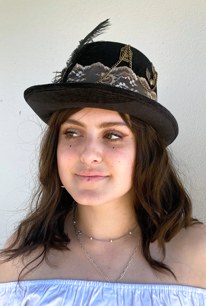 Steampunk Lace Hearts and Chains Hat (YY)