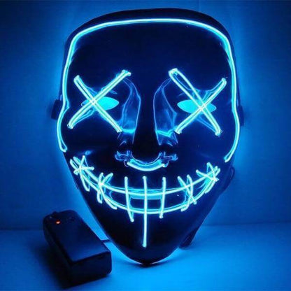 Blue The Purge Cross Eye Light Up Mask