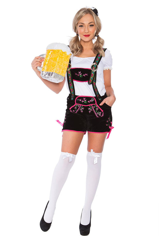 Embroidered Black Ladies Lederhosen