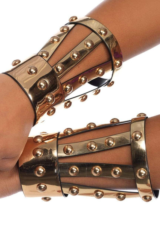 Chrome Vinyl Studded Arm Cuffs