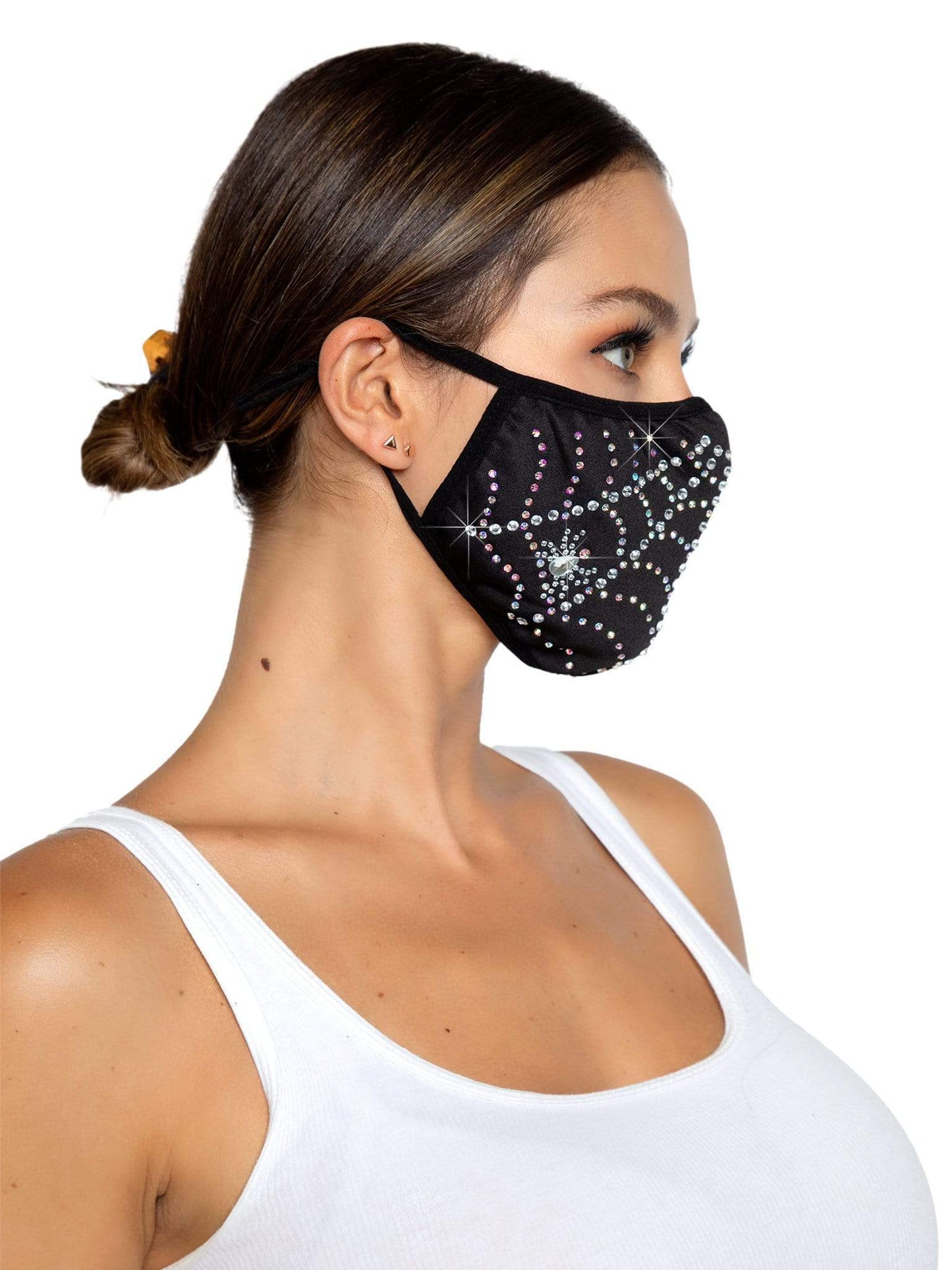 Spider Web Rhinestone Face Mask