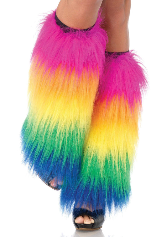 Rainbow Furry Leg Warmers