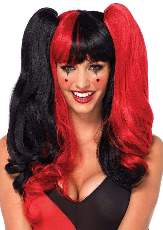 Deluxe Black and Red Harlequin Wig