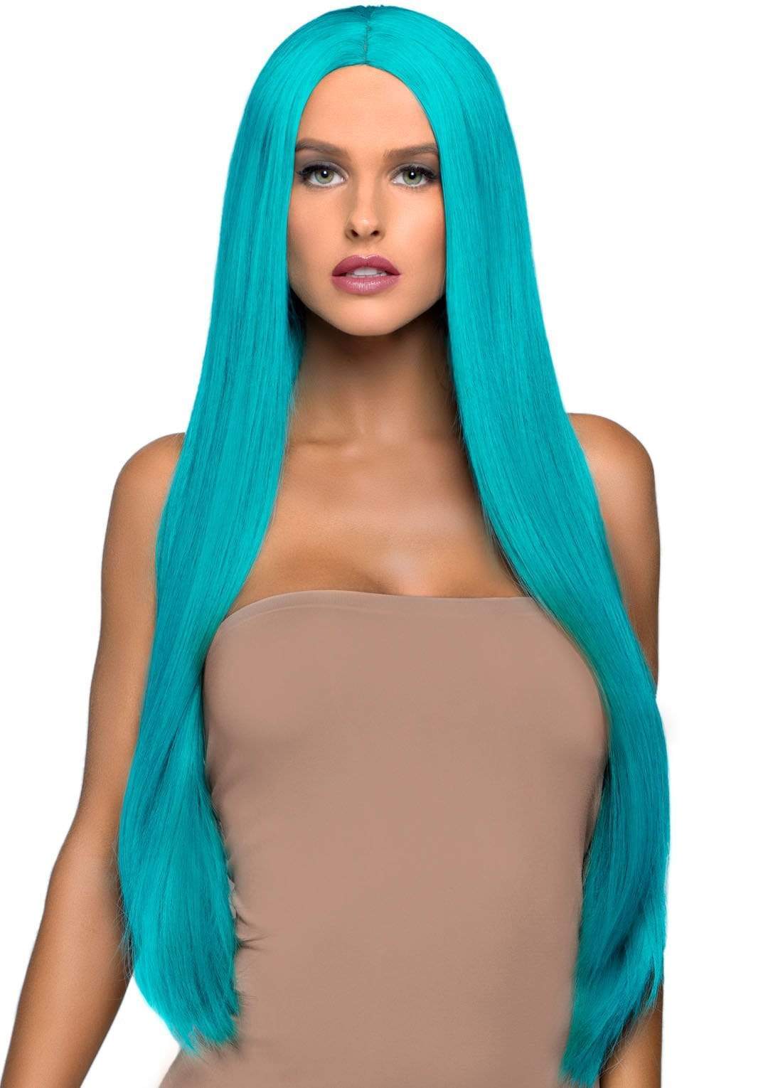 Long Straight Turquoise Deluxe Wig