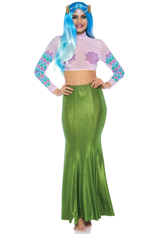 Green Shimmer Spandex Mermaid Maxi Skirt
