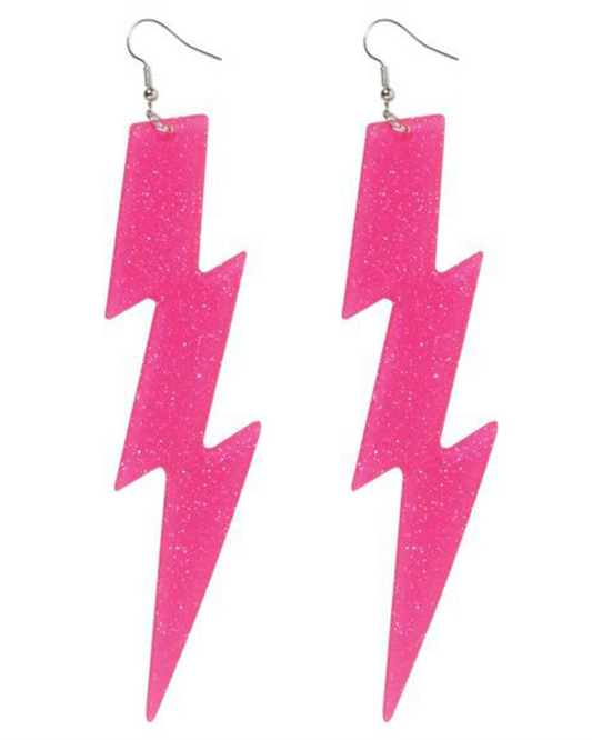 Pink Lightning Bolt Earrings