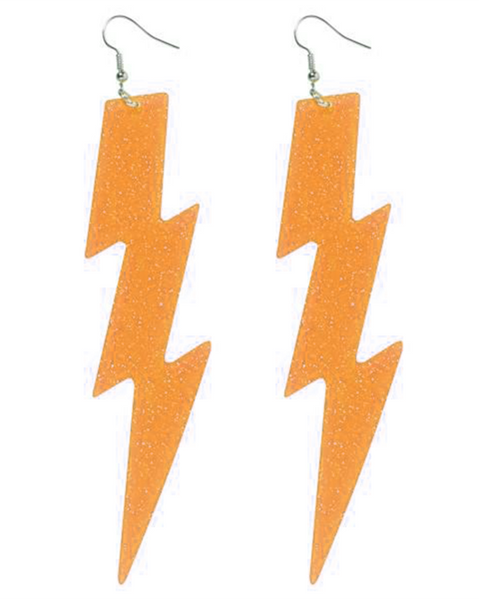 Orange Lightning Bolt Earrings