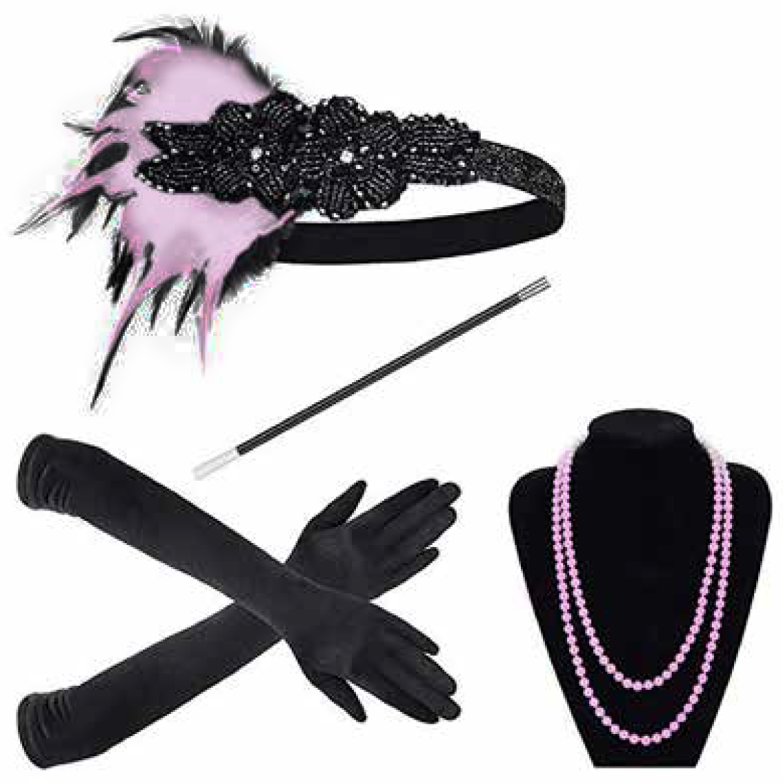 Light Pink 1920s Gatsby Flapper Set