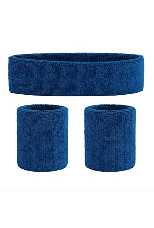 80's Navy Blue Sweatband Set