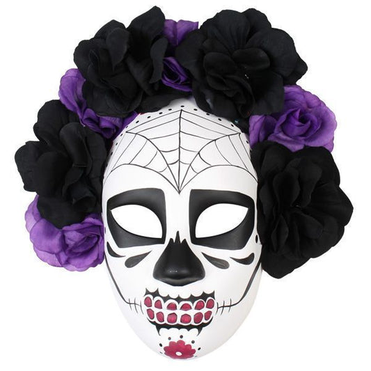 Purple and Black Floral Day of the Dead Mask