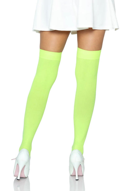 Neon Green Nylon Thigh Highs