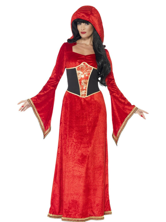 Red Hooded Medieval Gown