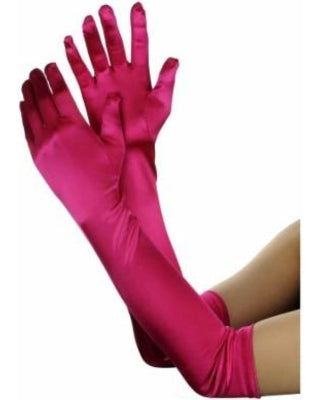 45cm Hot Pink Satin Gloves