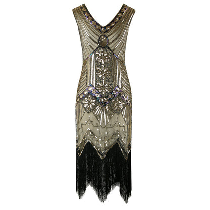 Black and Gold Sequined Gatsby Dress