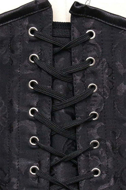 Black Jacquard Weave Longline Overbust Corset