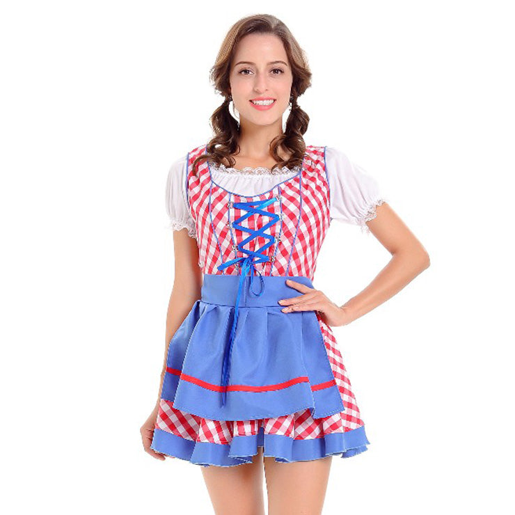 Red and Blue Checked Oktoberfest Dirndl