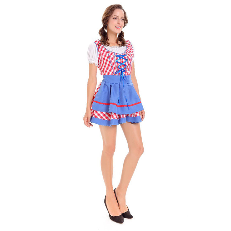 Red and Blue Checked Oktoberfest Dirndl