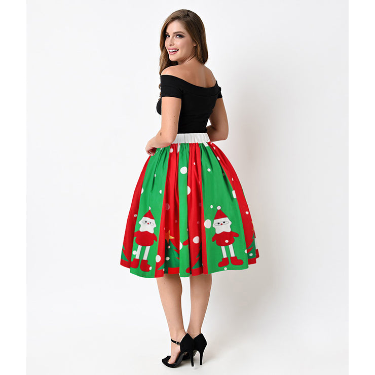 Red and Green Christmas Swing Skirt